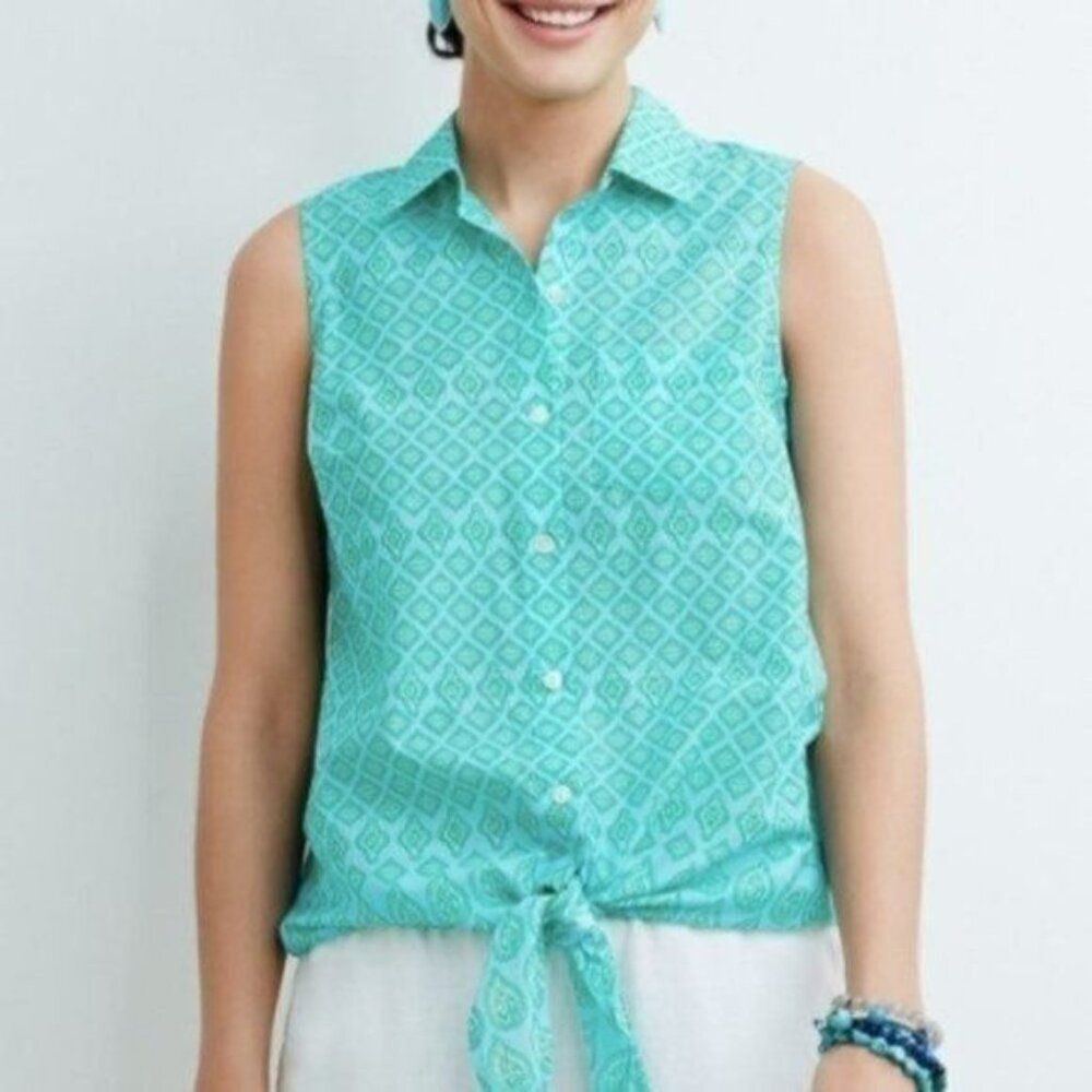 J.Jill Tie Front Sleeveless Top Medium - Picture 4 of 8